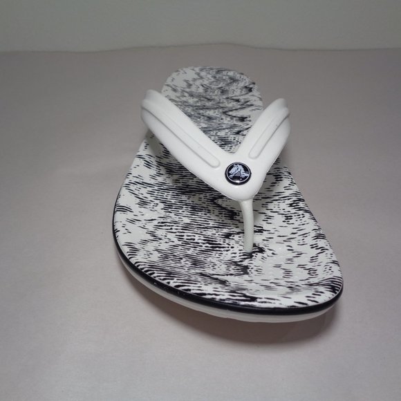 Crocs Size 10 CROCBAND CARDIO WAVE FLIP White Black Sandals New Men\'s Shoes main image 4